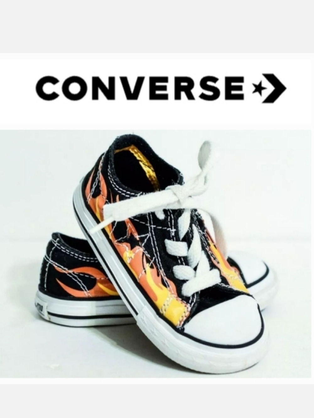 Converse One Star DX OX Low Top Sneaker Black/Orange Flame Sz Infant 6